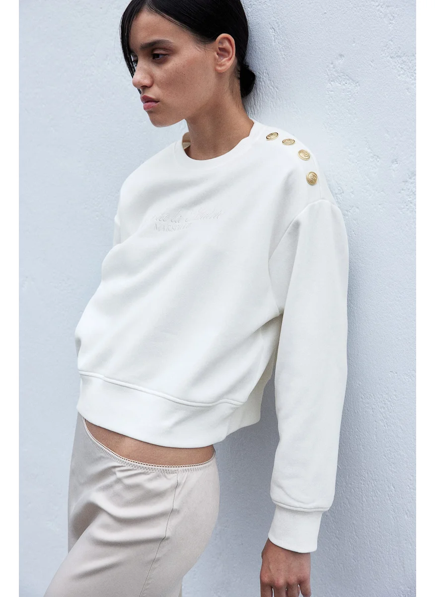 H&M Button-Detail Sweatshirt