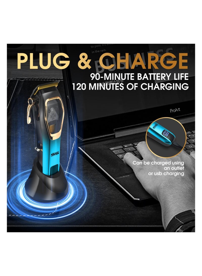 DSP Cordless Magnetic 9000 RPM, Constant Speed Control for Smooth Cutting. Ceramic Blades, 2500mAh Battery, Low Noise & Heat - Ideal for Men's Grooming and Fades (Blue) - Image 3