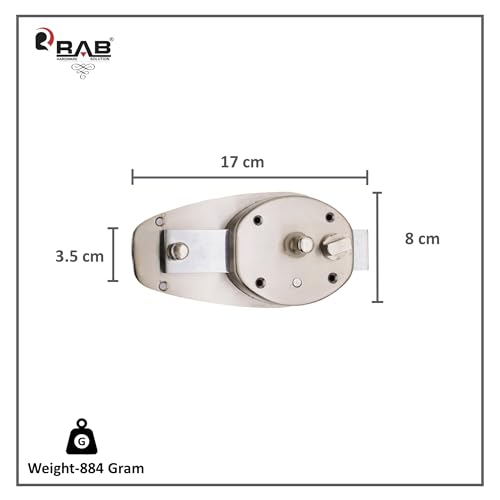 RAB Door Lock for Main Doors, 6 Turn Inter Entrance Door Lock with 3 Regular Keys, Complete Set (Code:- Lock Oval, 6 Stroke, Finish- SS, Pack of 1 Lock Set, with Keys) - Image 3