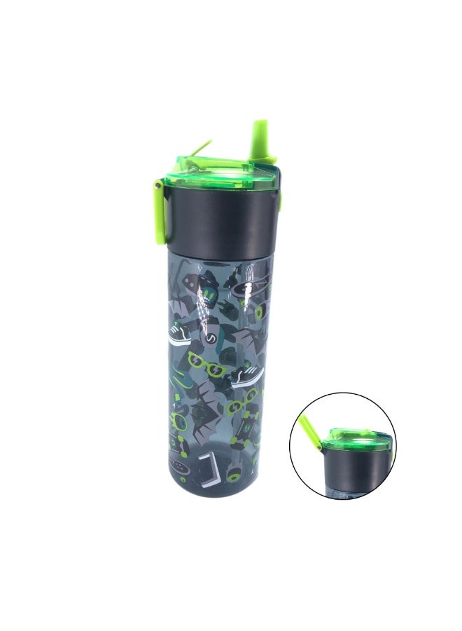 i-kola SKATE GREEN 750 ML Kids Water Bottle for School | BPA-Free Plastic Water Bottle for Boys & Girls | Leakproof, Unbreakable, Easy to Drink, Quick Open Lock (TS-9211 B 4) - Image 1