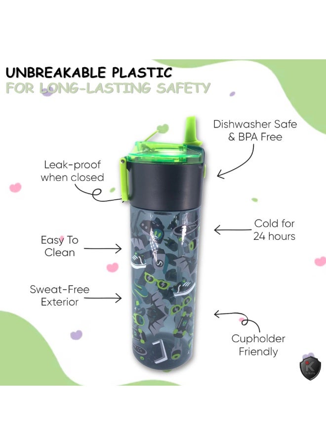 i-kola SKATE GREEN 750 ML Kids Water Bottle for School | BPA-Free Plastic Water Bottle for Boys & Girls | Leakproof, Unbreakable, Easy to Drink, Quick Open Lock (TS-9211 B 4) - Image 4