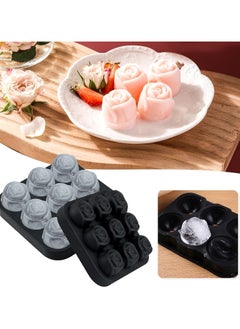Generic ice tray 9 cavity Silicone Rose Ice Cube Mold, Ice Ball Maker with Lid, Ice Cube Container for Cooling  Juice, chocolate, jelly, ice cream  - Image 3
