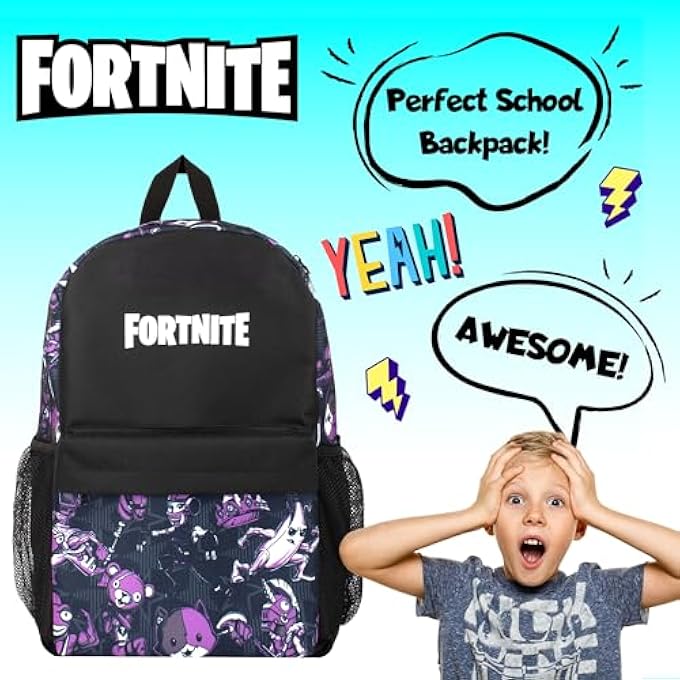 FORTNITE School Backpack for Boys Black Large A4 Multicompartment Rucksack Travel Bag with Mesh Pockets and Adjustable Padded Shoulder Straps - Image 4