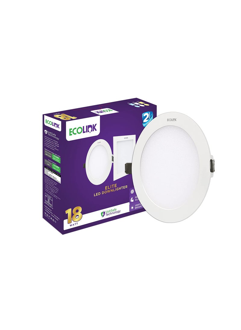 ECOLINK EcoLink Elite 18W Round LED Ceiling Downlighter Warm WhitePack of 2  - Image 2