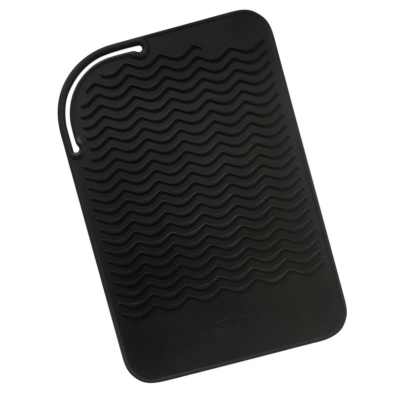 SYGILE 11" X 7.5" 5.6 oz Large Heat Resistant Silicone Travel Salon Hair Styling Tools Cooling Mat, Anti-Heat Pad Cover for Hair Straightener, Curling Iron, Flat Iron, Hair Dryer Curler Mat - Black - Image 2