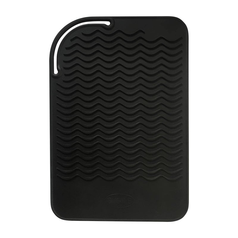 SYGILE 11" X 7.5" 5.6 oz Large Heat Resistant Silicone Travel Salon Hair Styling Tools Cooling Mat, Anti-Heat Pad Cover for Hair Straightener, Curling Iron, Flat Iron, Hair Dryer Curler Mat - Black - Image 1