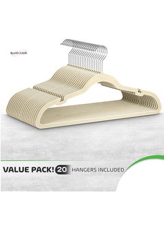 Red Dot Gift 50 Pack Beige Color Velvet Clothes Hangers 45cm Heavy Duty Durable Coat and Clothes Hangers .  - Image 4