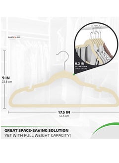 Red Dot Gift 50 Pack Beige Color Velvet Clothes Hangers 45cm Heavy Duty Durable Coat and Clothes Hangers .  - Image 3