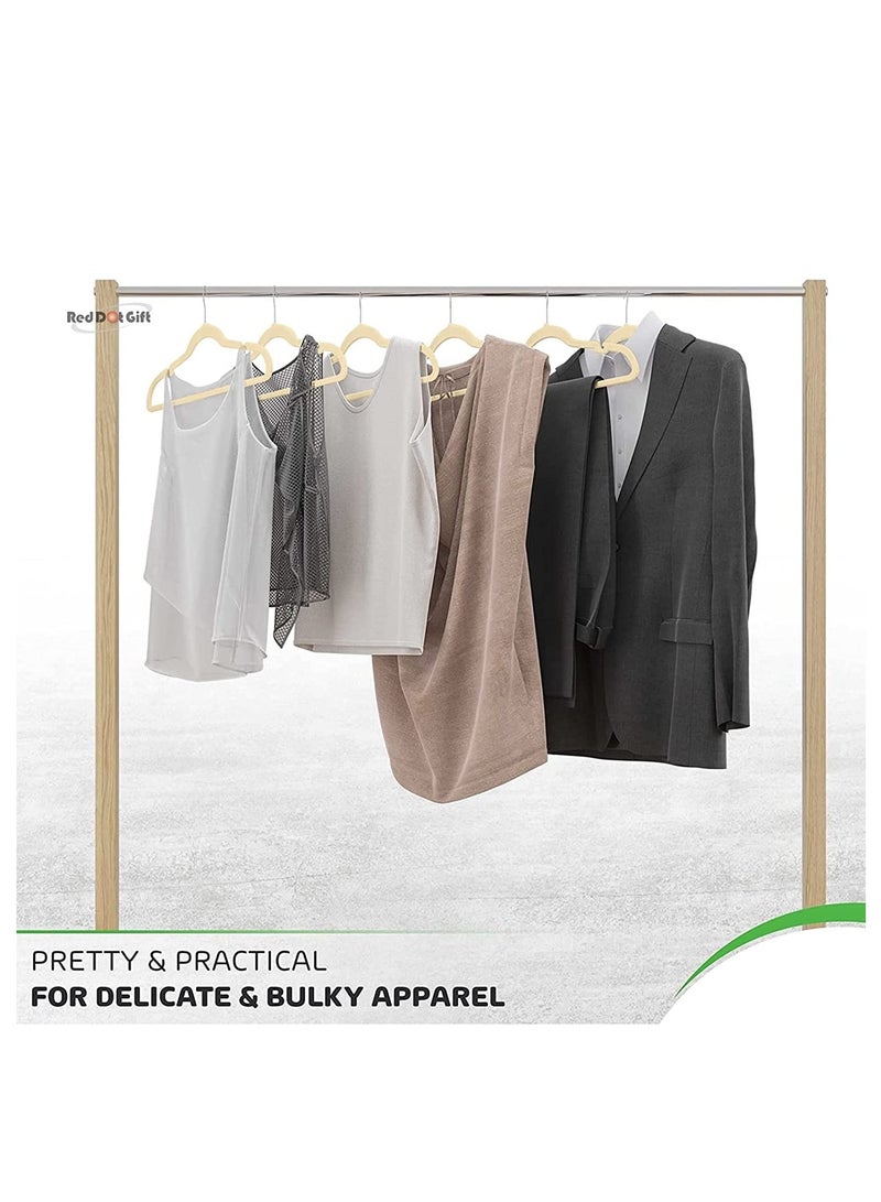Red Dot Gift 50 Pack Beige Color Velvet Clothes Hangers 45cm Heavy Duty Durable Coat and Clothes Hangers . - Image 5