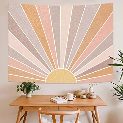 Kanuyee Boho Sun Tapestry Wall Hanging, Retro 70s Abstract Rainbow Aesthetic Sunrise Vintage Tapestries for Bedroom Living Room 44×60 inch - Image 3