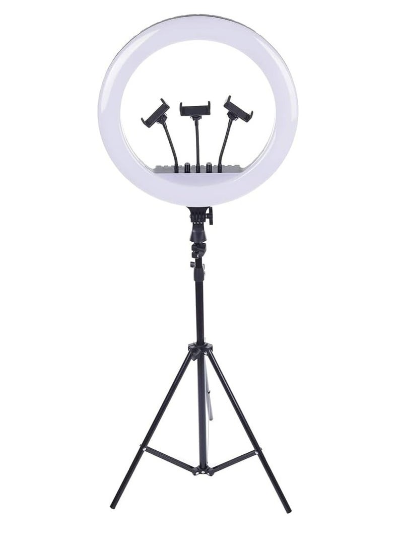 آر إل RL-18 LED Ring Light 18 بوصة ضوء حلقة ناعم للهواتف الذكية وكاميرا YouTube TikTok Videos مع حامل ثلاثي القوائم و3 حاملات هواتف - Image 3