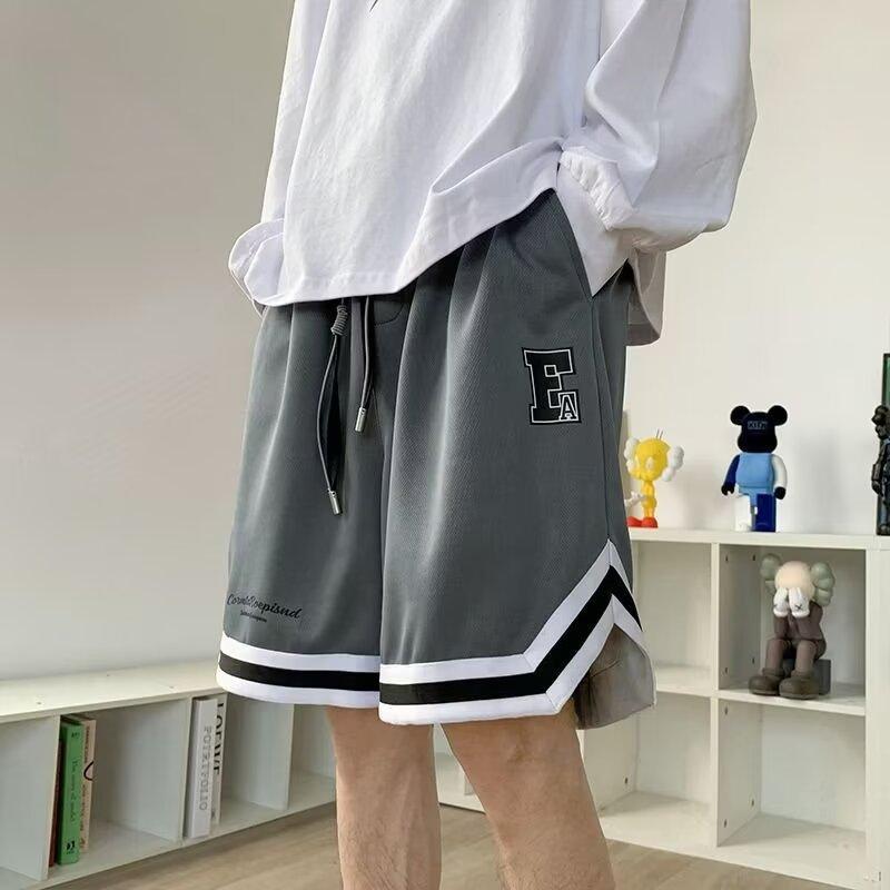 American Fashion Brand Summer Quick-drying Basketball Shorts Casual Sports Pants Cashew Flower Shorts Fitness Sports Shorts for Men Dark gray 