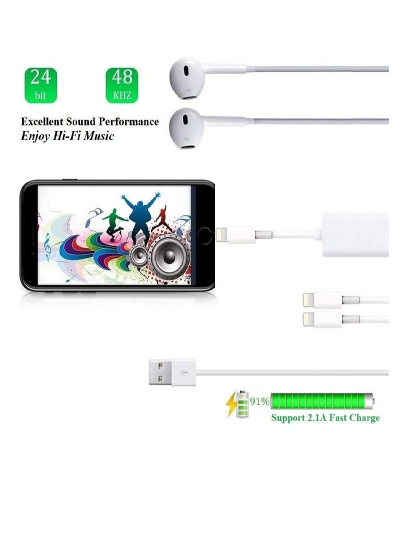 GENNEXT Double Lightning Headphone Splitter, 2 in 1 Dual Lightning Headphone Audio & Charge Cable Compatible for iPhone 12/11/XS/XR/X 8 7/iPad, Support Sync Data + Music Control + Call - Image 4