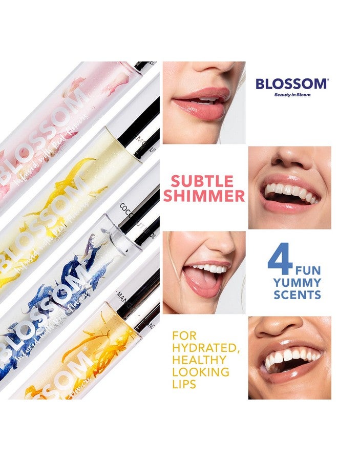 Blossom Lip Gloss & Lip Oil with Olive Oil + Grape Seed Oil, Moisturizing and Hydrating Shimmer Sparkle, Infused with Real Flowers, 3g, Watermelon - Image 4