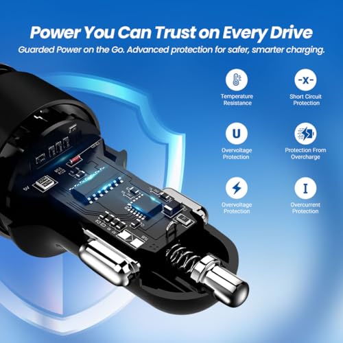 MAK 80W Dual Port Fast Car Charger with Type-C & USB, LED Indicator, Metal Charging Adapter Compatible with iPhone, Samsung PD, PPS & Supports Dart, Dash, Warp, Vooc, SuperVooc 3.0 in Android (Black) - Image 3