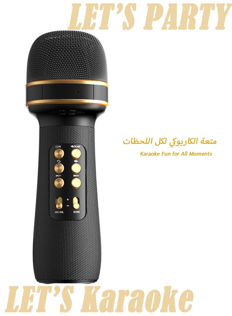 All-in-One Karaoke Microphone Speaker with Hi-Fi Sound, Bluetooth, Noise Reduction, Vocal Enhancement, 5 Voice Effects, 6-Hour Playback, and FM Radio for Saudi Family Parties, Live Streaming, Gaming, and Professional Recording  - Image 1
