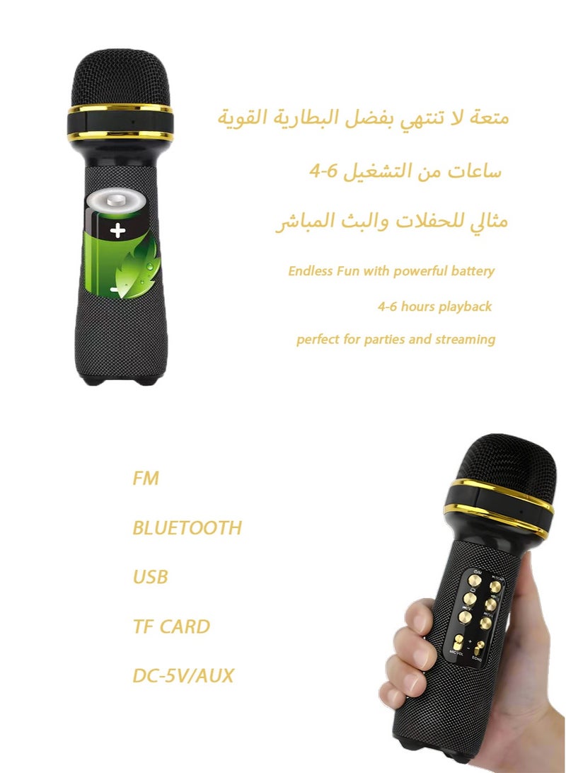 All-in-One Karaoke Microphone Speaker with Hi-Fi Sound, Bluetooth, Noise Reduction, Vocal Enhancement, 5 Voice Effects, 6-Hour Playback, and FM Radio for Saudi Family Parties, Live Streaming, Gaming, and Professional Recording  - Image 5