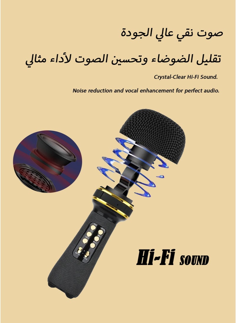 All-in-One Karaoke Microphone Speaker with Hi-Fi Sound, Bluetooth, Noise Reduction, Vocal Enhancement, 5 Voice Effects, 6-Hour Playback, and FM Radio for Saudi Family Parties, Live Streaming, Gaming, and Professional Recording  - Image 3