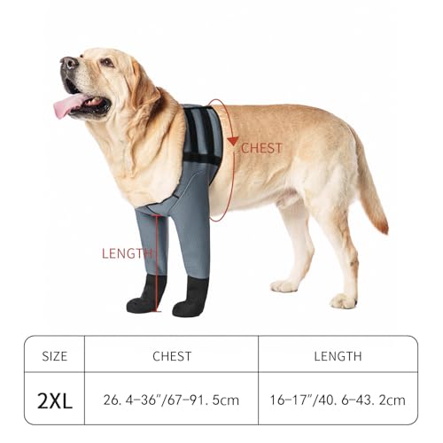 yrenoer Dog Socks & Boots - Waterproof Anti-Licking Paw Protectors with Non-Slip Bottom, Post-Surgery Recovery Sleeves for Wound Protection (Grey, 2XL) - Image 5