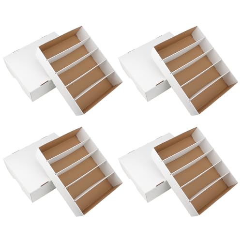 HIMOMO 4 Pack Card Storage Box 3700 Count Trading Card Storage Box White Sports Storage Cards Box Organizer Sorting Tray Cases Box for Storing Protecting and Organizing Soccer Cards - Image 1
