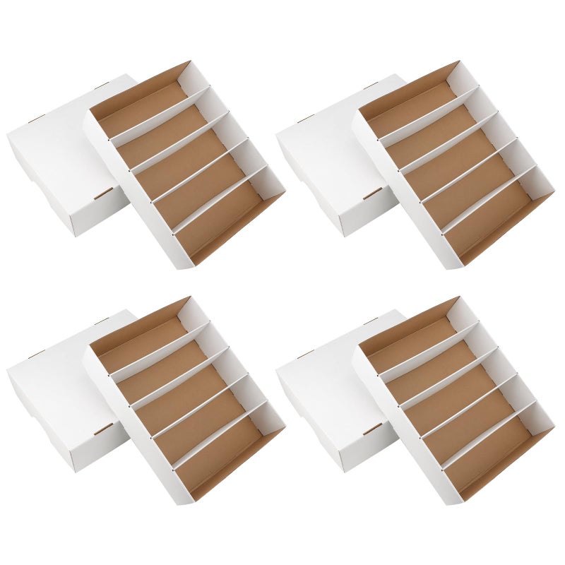 HIMOMO 4 Pack Card Storage Box 3700 Count Trading Card Storage Box White Sports Storage Cards Box Organizer Sorting Tray Cases Box for Storing Protecting and Organizing Soccer Cards - Image 2