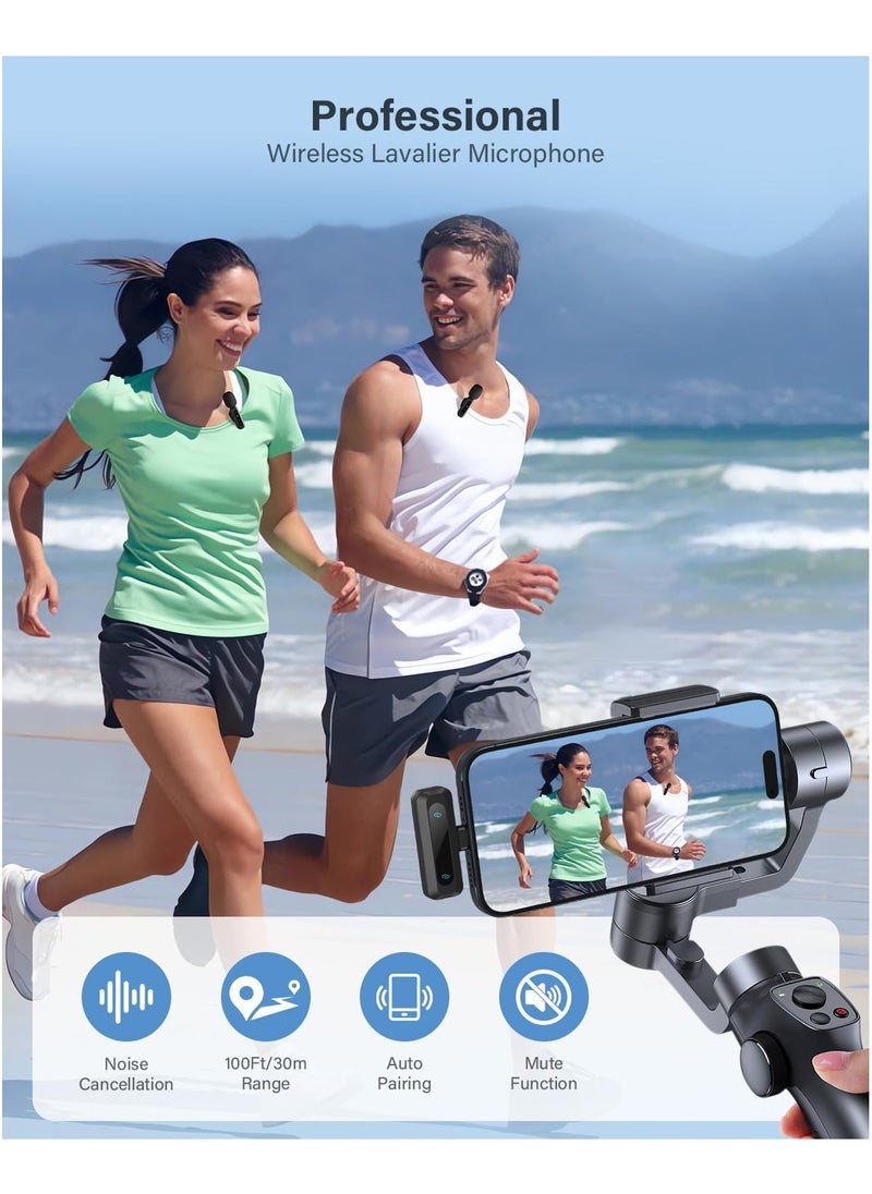 GUDOO Wireless Lavalier Microphone for iPhone iPad Android Phone 2-Pack Mini Microphone with Noise Reduction Auto Pairing and Mute and Reverb for Vlogging Video Recording TikTok YouTube - Plug and Play  - Image 2