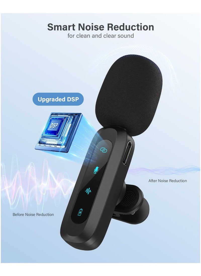 GUDOO Wireless Lavalier Microphone for iPhone iPad Android Phone 2-Pack Mini Microphone with Noise Reduction Auto Pairing and Mute and Reverb for Vlogging Video Recording TikTok YouTube - Plug and Play  - Image 3