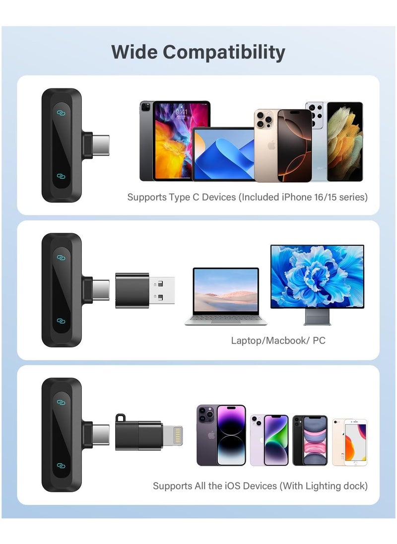 GUDOO - Wireless Lavalier Microphone for iPhone iPad Android Phone 2-Pack Mini Microphone with Noise Reduction Auto Pairing and Mute and Reverb for Vlogging Video Recording TikTok YouTube - Plug and Play - Image 1