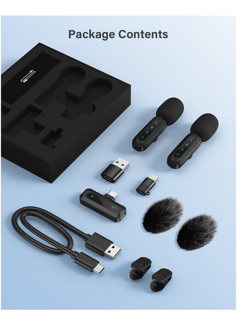 GUDOO - Wireless Lavalier Microphone for iPhone iPad Android Phone 2-Pack Mini Microphone with Noise Reduction Auto Pairing and Mute and Reverb for Vlogging Video Recording TikTok YouTube - Plug and Play - Image 1