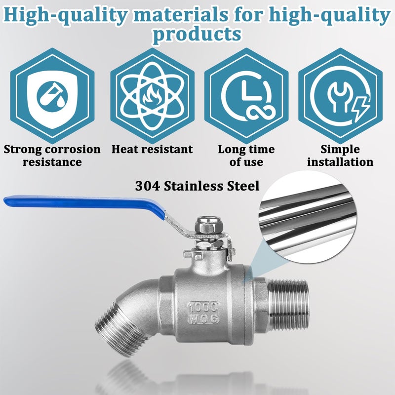 windblowgrass 304 Stainless Steel 3/4" Garden Hose Bib, Heavy Duty Outdoor Spigot, 3/4" Male GHT Threaded Garden Hose Faucet, Lead-Free, Unlimited Flow Outdoor Faucet with 2 Washers and 1 Tape - Image 4