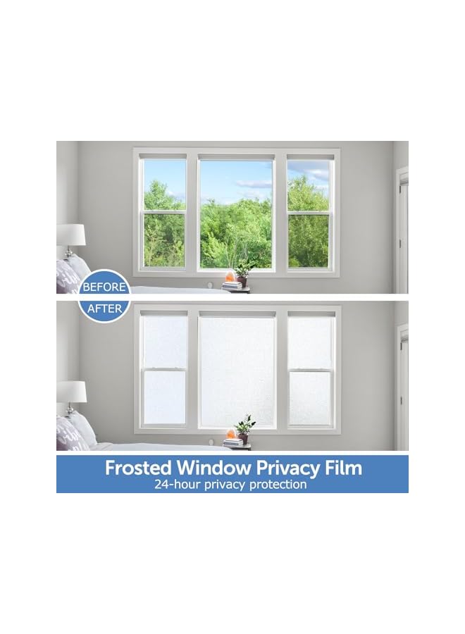 The Bros Frosted Window Privacy Film - Non Adhesive Static Cling Glass Stickers Sun UV Blocking Heat Control Door Covering Decals for Home Office, 17.3 x 157.3 Inch - Image 2