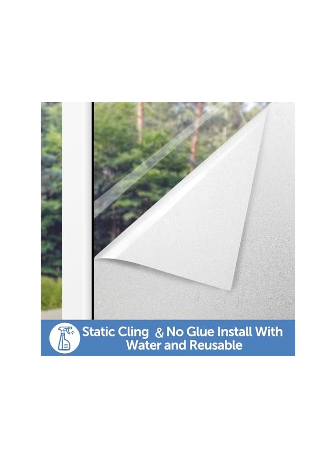 The Bros Frosted Window Privacy Film - Non Adhesive Static Cling Glass Stickers Sun UV Blocking Heat Control Door Covering Decals for Home Office, 17.3 x 157.3 Inch - Image 3