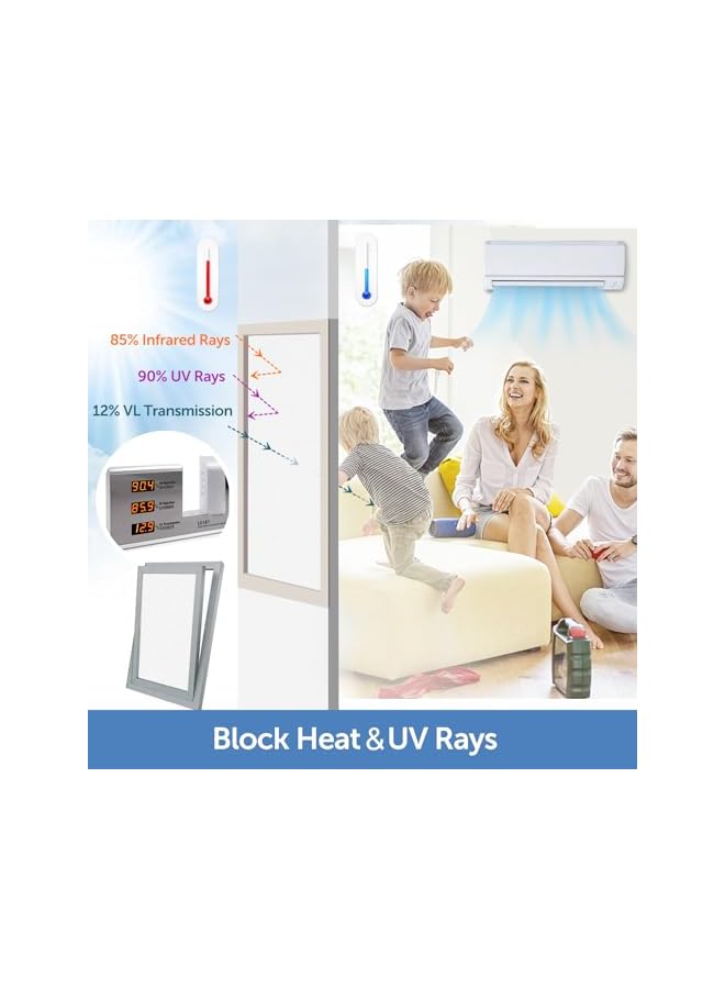 The Bros Frosted Window Privacy Film - Non Adhesive Static Cling Glass Stickers Sun UV Blocking Heat Control Door Covering Decals for Home Office, 17.3 x 157.3 Inch - Image 4