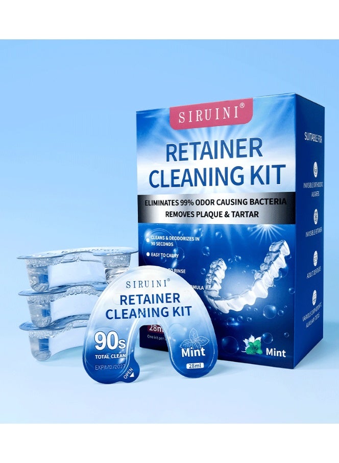 Siruini Aligner Cleaning Solution, Disposable Retainer Cleaning Solution, Mint Flavor 28ml*10pcs - Image 1