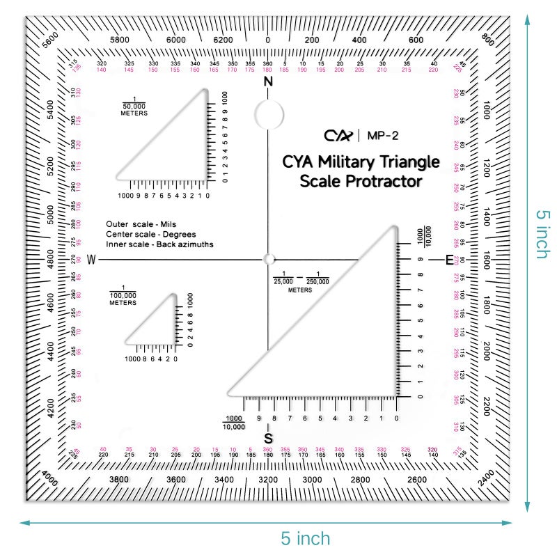 Zonon 5 Inch Military Map Protractor Military Style Utm/mgrs Coordinate Scale Map Perfectly Cut Land Navigation Protractor Maps Reading and Grid Coordinate Reader - Image 2