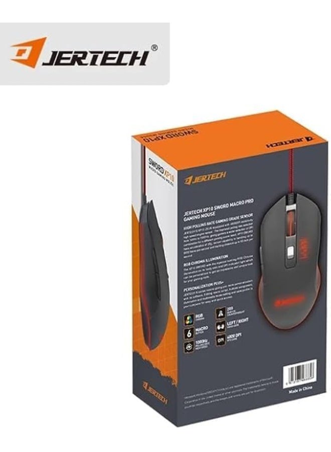 Jertech XP10 RGB Gaming Mouse - Optical Sensor 3200 DPI Braided Cable - Image 3