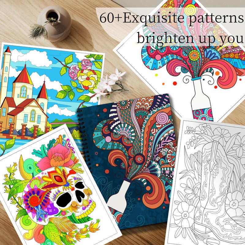 Kalysky Adult Coloring Books Set:3 Coloring Books for Adults Animal Flowers & Other Themes Designs.Coloring Books for Adults to Relax and Relieve Anxiety - Image 2