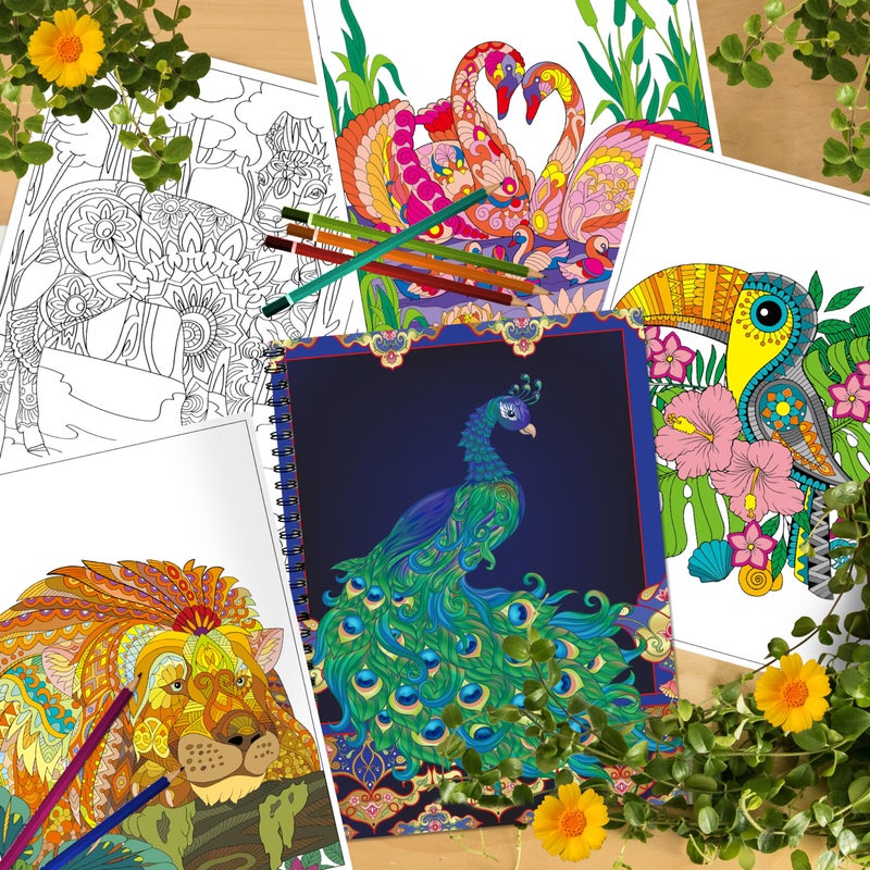 Kalysky Adult Coloring Books Set:3 Coloring Books for Adults Animal Flowers & Other Themes Designs.Coloring Books for Adults to Relax and Relieve Anxiety - Image 4