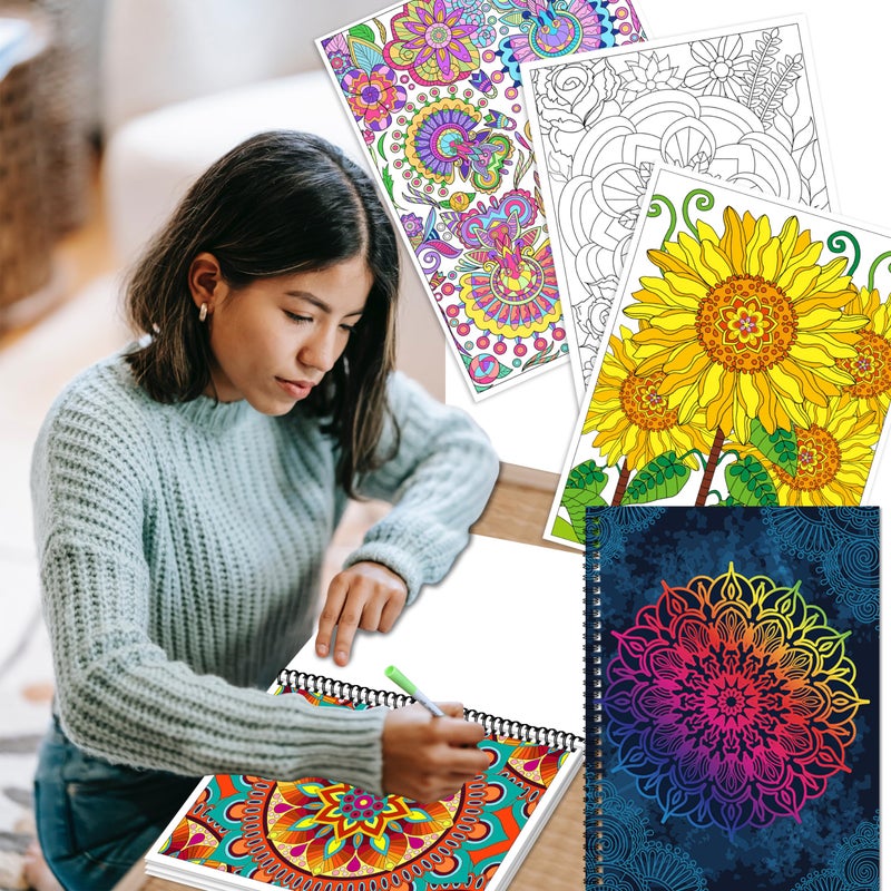 Kalysky Adult Coloring Books Set:3 Coloring Books for Adults Animal Flowers & Other Themes Designs.Coloring Books for Adults to Relax and Relieve Anxiety - Image 5