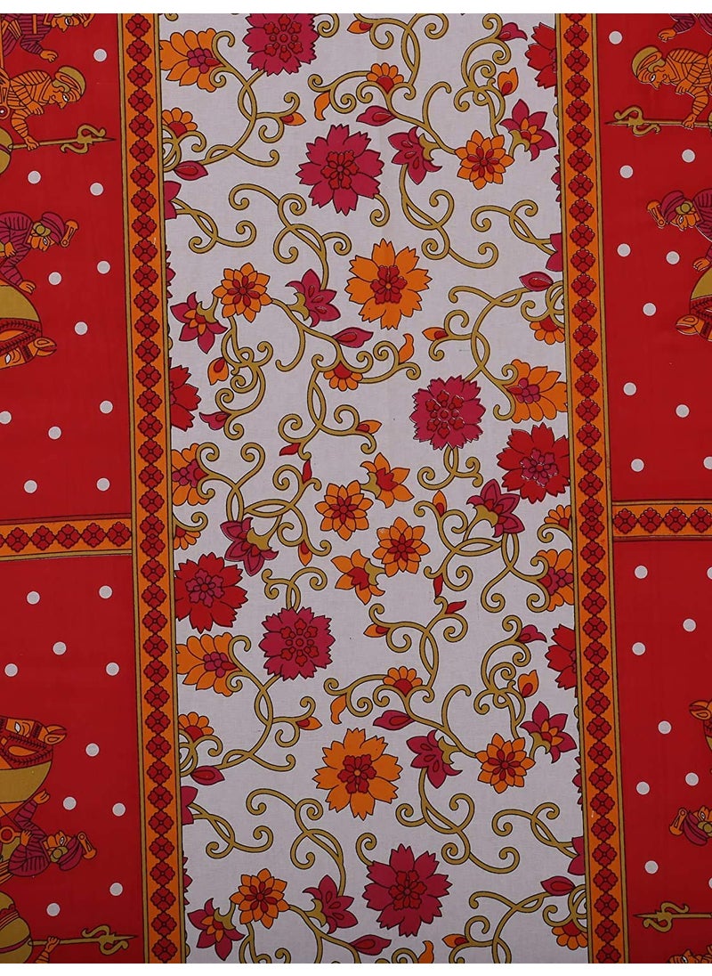 Queenie Queenie Brand 144 TC 100% Pure Cotton Single Bedsheet with 1 Pillow Cover Set Red  - Image 2