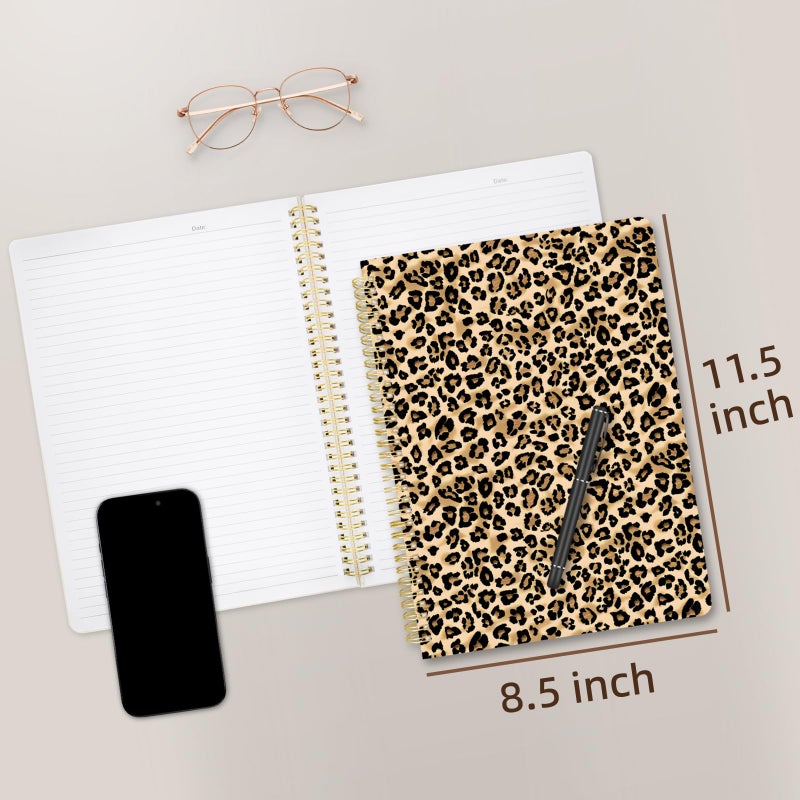 Stanoha Cute Spiral Notebook journal A4 Aesthetic Pretty Design for Women Girls Kawaii with Pocket, 8.5 x 11 inch, Lined, Leopard - Image 2