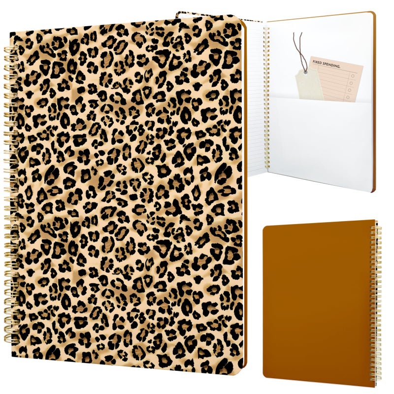 Stanoha Cute Spiral Notebook journal A4 Aesthetic Pretty Design for Women Girls Kawaii with Pocket, 8.5 x 11 inch, Lined, Leopard - Image 1