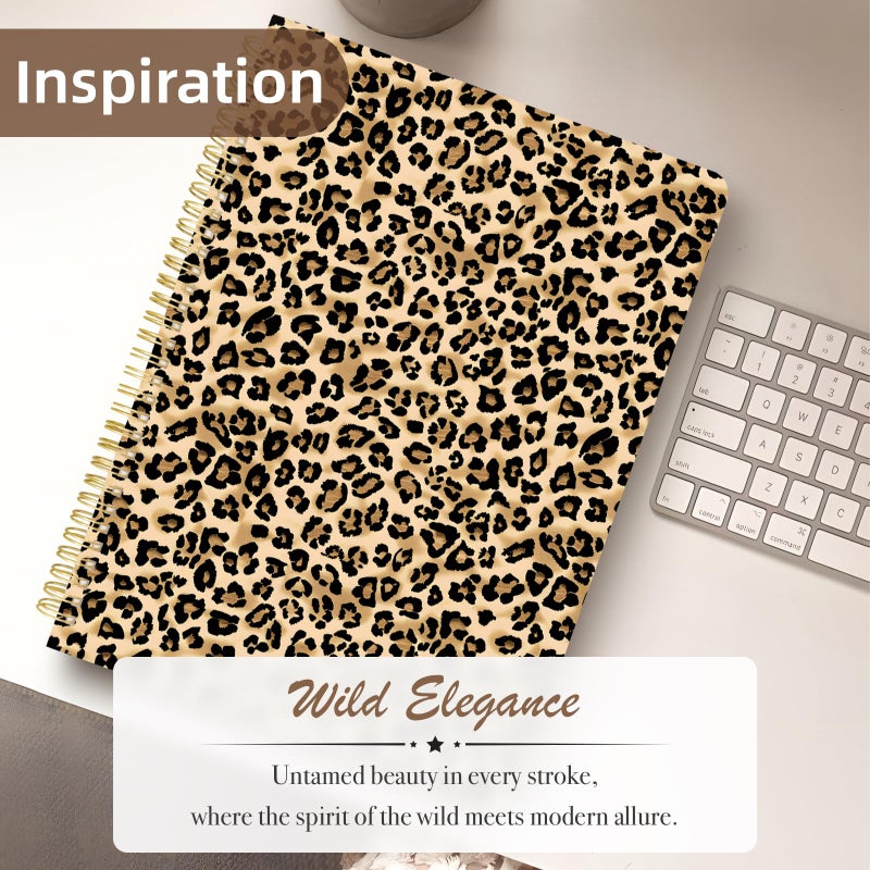 Stanoha Cute Spiral Notebook journal A4 Aesthetic Pretty Design for Women Girls Kawaii with Pocket, 8.5 x 11 inch, Lined, Leopard - Image 3