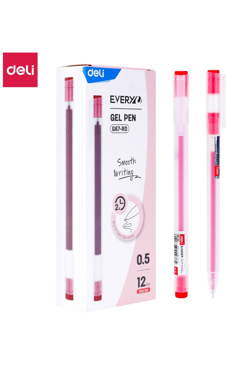 Deli EG67-RD Gel Pen 0.5mm 12pcs - ideal for daily writing - Image 1