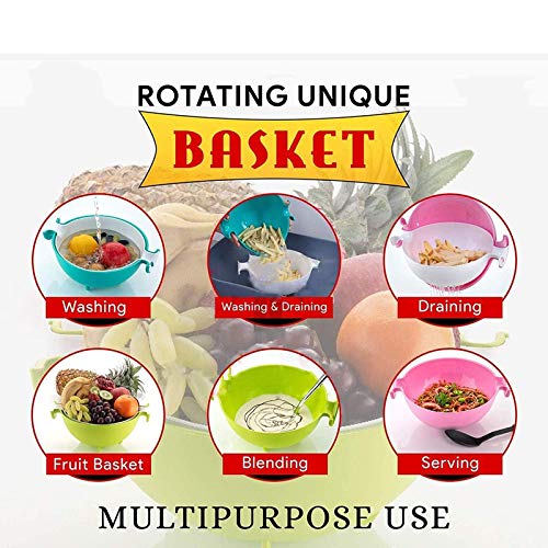 DARKZONE Homes Plastic Multi functional Washing Vegetables and Fruit Draining Strainer Detachable Double Layer Drain BasketSalad Bowl Washing Vegetables And Fruit Draining Basket Detachable Double Layer Drain Baskets Storage Multi color - Image 3