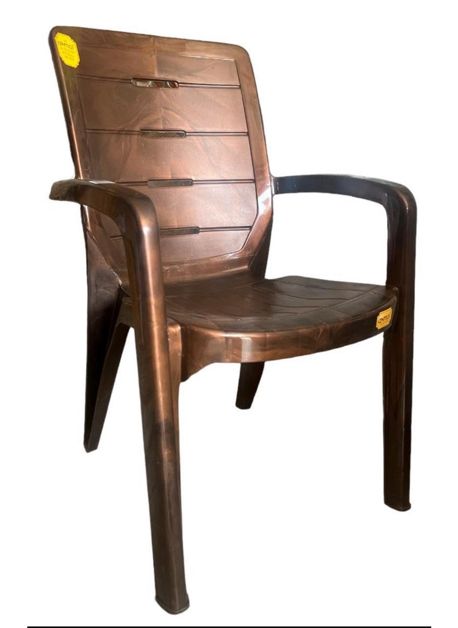 Anmol ANMOL Texas 6002 Plastic Chairs for Home Caf Garden Restaurant Heavy Duty Comfortable Plastic Outdoor and Indoor Chairs with Arm Rest Pack of 2 Brown  - Image 3