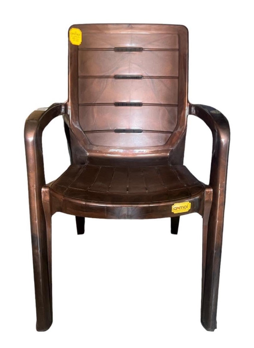 Anmol ANMOL Texas 6002 Plastic Chairs for Home Caf Garden Restaurant Heavy Duty Comfortable Plastic Outdoor and Indoor Chairs with Arm Rest Pack of 2 Brown  - Image 2