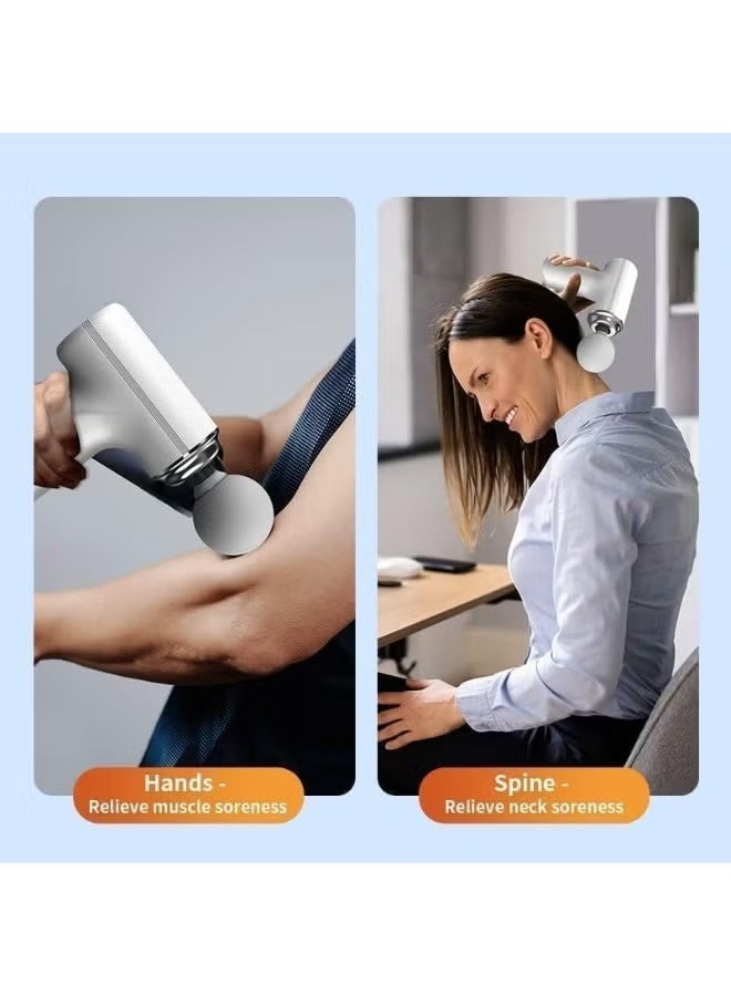 Mini Deep Tissue Massage Gun Portable Rechargeable Muscle Massager with 4 Interchangeable Massage Heads White - Image 4