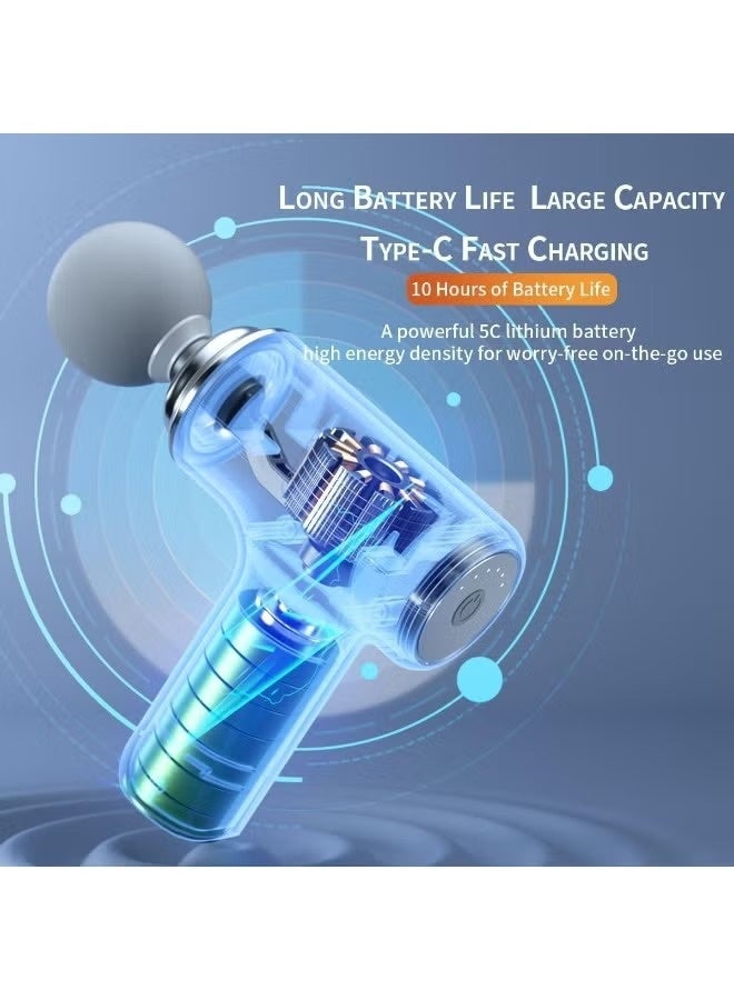 Mini Deep Tissue Massage Gun Portable Rechargeable Muscle Massager with 4 Interchangeable Massage Heads White - Image 3