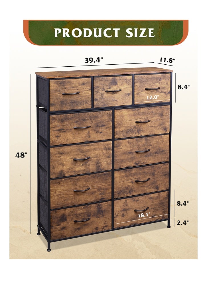 keke 11-drawer large size Fabric model For inside Home Bed Room Storage Cabinet Brown Color 39.4" inch - Image 3